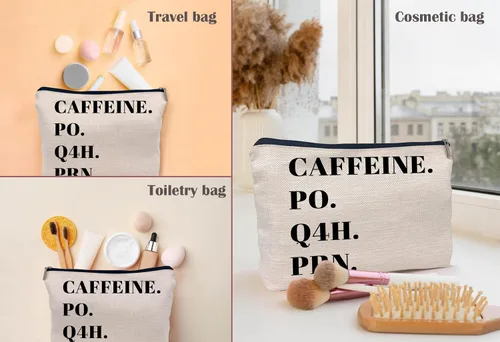 Miniatura 2 de Bolsa de maquillaje para enfermera, color negro, divertido regalo de agradecimiento para enfermera, pequeña bolsa de cosméticos para bolso, HSXL11-10