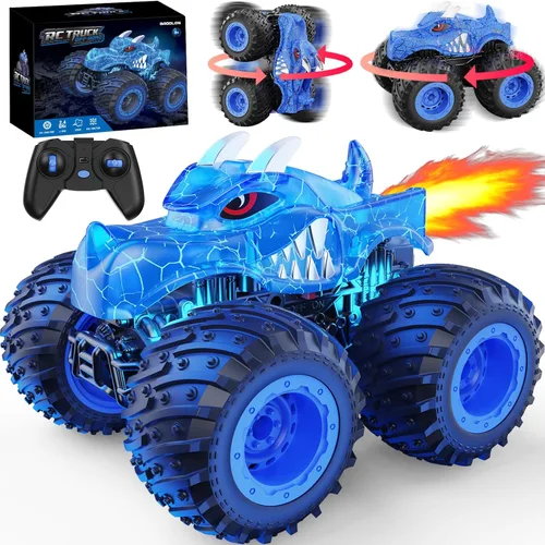 Miniatura 8 de BAODLON Coche Monstruo de Control Remoto, Camiones Monstruo RC de 2.4GHz Juguetes para Niños de 3 4 5 6 7 8 Años, Camión RC Todo Terreno Fuera
