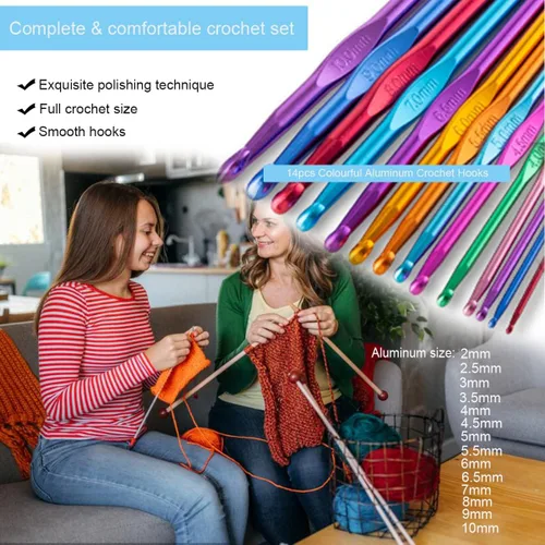 Miniatura 3 de Mdoker Kit de ganchillo de 100 piezas con hilo y accesorios de tejer, kit completo de tejido para principiantes que incluye ganchos de ganchillo