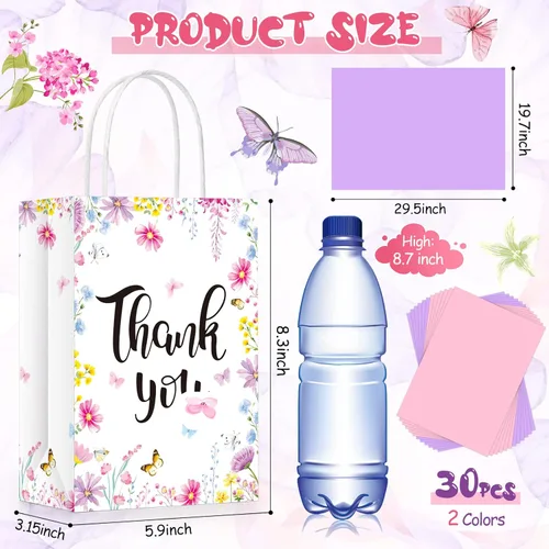 Miniatura 2 de Tinlade 30 bolsas de regalo de agradecimiento con papel de seda dorado con asa para graduación, negocios, compras, boda, ducha, regalos de fiesta