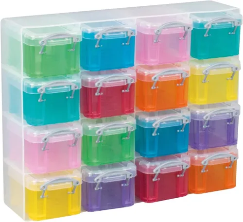 Really Useful Box Caja organizadora de plástico transparente y surtido de 16 x 0,14 litros