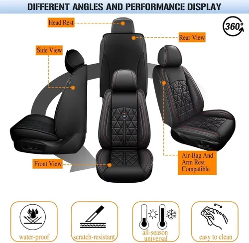 Miniatura 8 de DISUTOGO Juego completo de fundas de asiento de automóvil para Toyota Avalon 2001-2025 2026, de piel sintética, impermeables, compatibles con bolsa