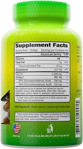 Miniatura 2 de ALFA VITAMINS Suplemento de aceite de pescado Omega 3 de 1000 mg, apoya la salud cardíaca, la función cerebral, la movilidad articular