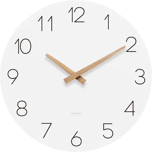 Miniatura 11 de mooas Reloj de Pared Moderno con Números 3D, 12" Reloj de Pared Analógico Decorativo con Movimiento de Barrido Silencioso Sin Tic-Tac Operado