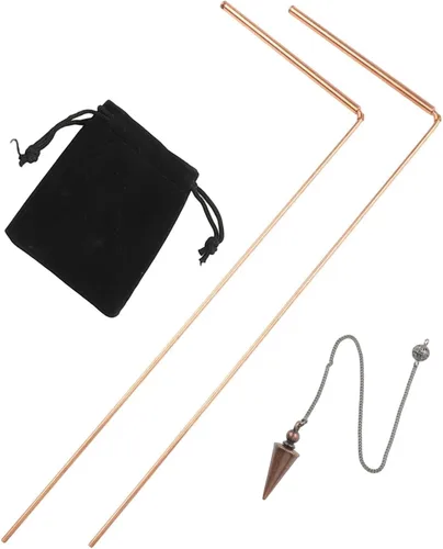 Miniatura 5 de Kit de varilla de radiestesia y péndulo de cobre con sondas telescópicas para detección de minerales de agua, sanación energética y adivinación