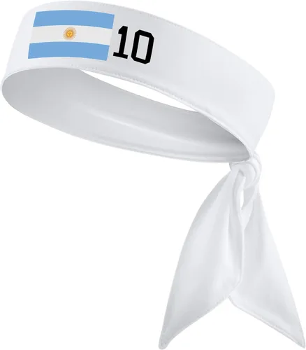 Miniatura 4 de Banda para la cabeza de los deportes con la bandera de Argentina #10 Fútbol Fútbol Blanco Negro Azul Fitness 10 - Banda elástica para el sudor Ninja