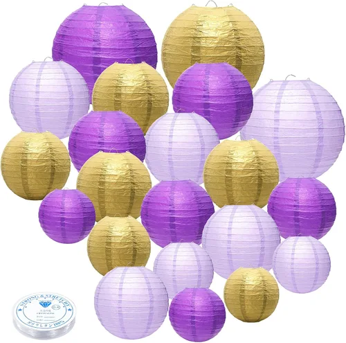 Miniatura 16 de 21 linternas de papel decorativas para fiestas, 4/6/8/10 pulgadas, linternas de papel colgantes chinas redondas para bodas, cumpleaños, baby shower