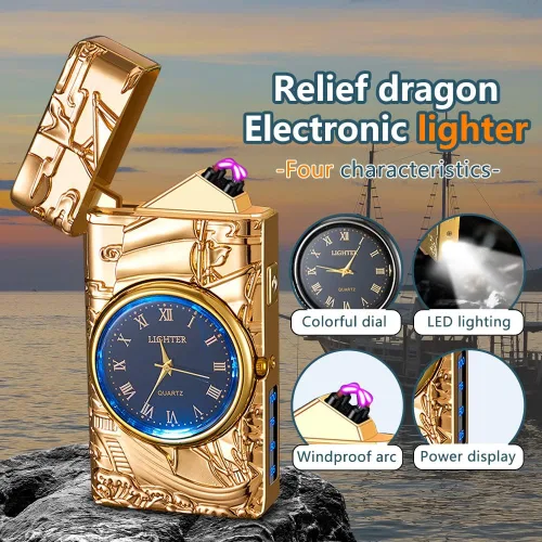 Miniatura 3 de GADATOP Encendedor de vela - Encendedor de arco eléctrico multifuncional, resistente al viento, iluminación LED de esfera luminosa de metal de moda