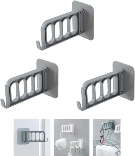 Percha plegable sin perforar agujeros, pequeña percha plegable para ropa, ganchos de almacenamiento para paredes, 4 agujeros montado en la pared,
