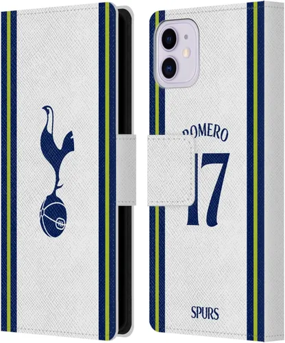 Head Case Designs Officially Licensed Tottenham Hotspur F.C. Cristian Romero 2022/23 Players Home Kit Leather Wallet Case Compatible with Apple