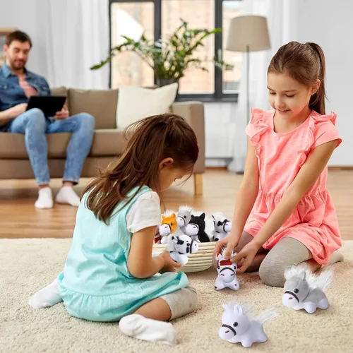 Miniatura 6 de Aoriher - 24 piezas de animales de peluche de caballo de 3.15 pulgadas, mini llavero de peluche con cadena desmontable, juguetes de animales