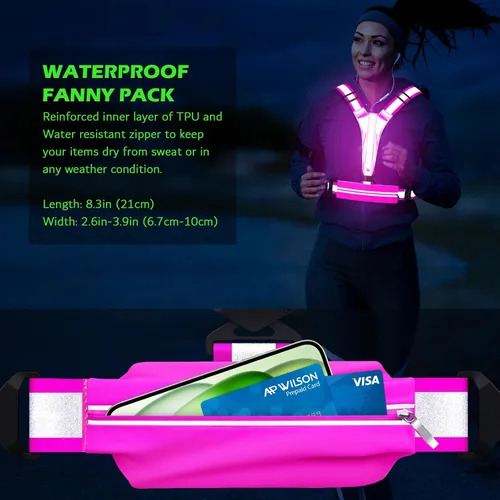 Miniatura 6 de Ylzzrs Chaleco reflectante LED para correr, chaleco de correr recargable por USB, soporte para teléfono para corredores, caminatas nocturnas, 6-11