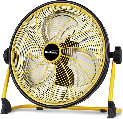 Geek Aire Ventilador de suelo recargable de alta velocidad para acampar al aire libre, ventilador portátil de 16 pulgadas con hoja de metal para