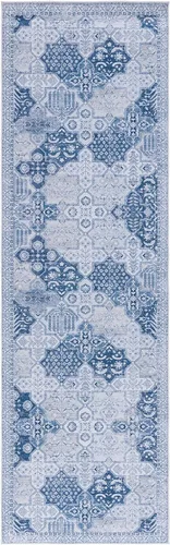 Miniatura 3 de SAFAVIEH Tucson Collection - Alfombra lavable de 2 pies 6 pulgadas x 8 pies, gris y azul marino, antideslizante, ideal para zonas de alto tráfico