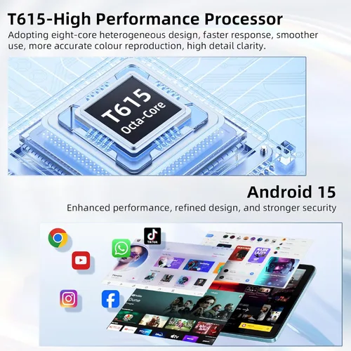 Miniatura 3 de Tablet Android 15 de 10 pulgadas, 24GB RAM 128GB ROM, Tabletas con Funda de Teclado Ratón Stylus, 1TB Expandible, Octa-Core 6000mAh 1280x800 IPS HD