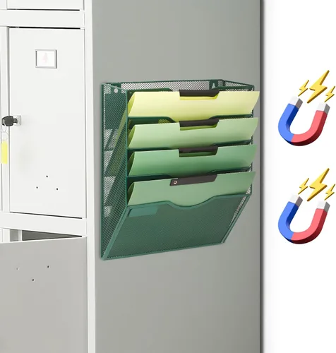 Miniatura 34 de EASEPRES Organizador de archivos de malla de 3 bolsillos para colgar en la pared, carpeta de papel para correo montada en la pared, organizador
