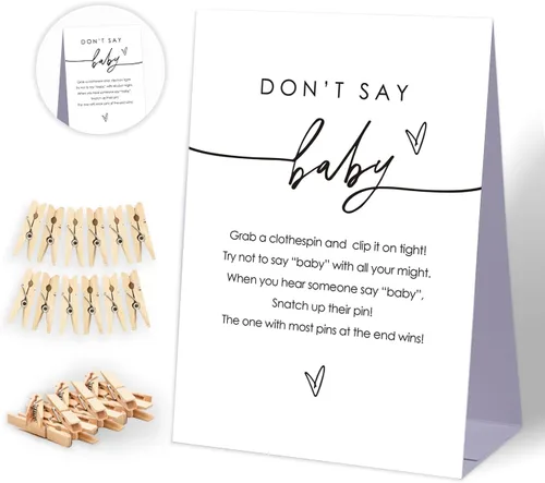 Miniatura 7 de Juego de Baby Shower Don't Say Baby Shower, decoración de baby shower, mini pinzas para la ropa para baby shower, decoraciones neutrales para baby
