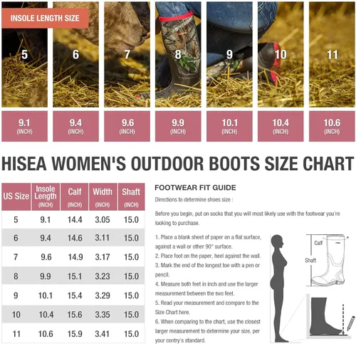 Miniatura 2 de Hisea - Botas de caza impermeables con aislamiento de media pantorrilla para mujer