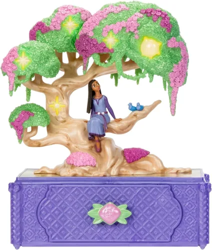 Disney's Wish - Joyero con diseño de árbol de los deseos de Asha, caja musical con anillo de juguete de estrella