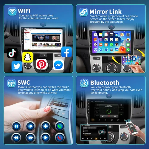 Miniatura 4 de Podofo [2G+32G] Android 13 inalámbrico Apple Carplay estéreo para automóvil para KIA Forte 2009-2017, radio de coche doble DIN con Android Auto