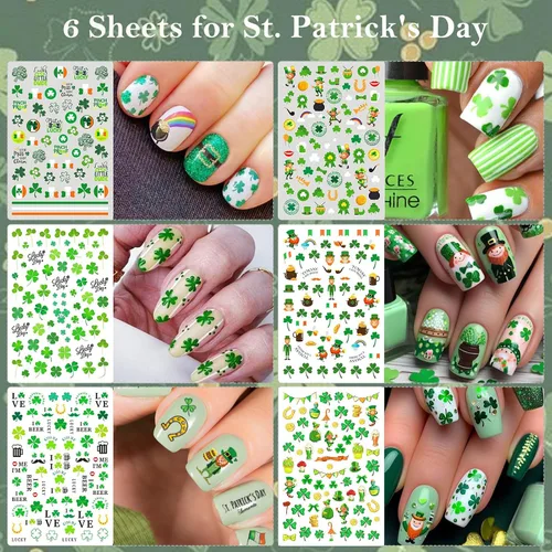 Miniatura 6 de winthrop 12 hojas de calcomanías de Pascua para uñas, tiras completas de esmalte de uñas, calcomanías autoadhesivas para arte de uñas, lindos huevos