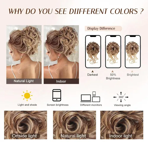 Miniatura 3 de Extensiones de moño grandes y desordenadas para mujer, onduladas, rizadas, extensiones de moño falso, extensiones de cola de caballo para recoger