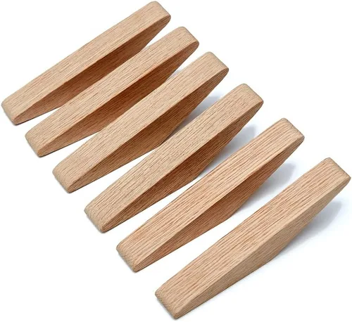 Miniatura 5 de Paquete de 6 ganchos de pared de madera, ganchos de roble para abrigos, diseño minimalista, resistente para bata, colgador de ropa de madera