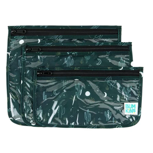 Miniatura 32 de Bumkins Bolsa de viaje, artículos de tocador, bebé, bolsa aprobada por la TSA, bolsa con cremallera, tamaño de cuarto de galón, lado transparente