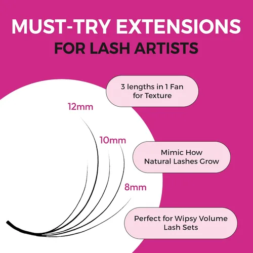 Miniatura 3 de Eyesy Lash 500 Camellia Premade Fans - 5D 0.07 Tamaño 7-9-11mm Rizo C - Extensiones de pestañas postizas naturales en abanico prefabricadas, 3
