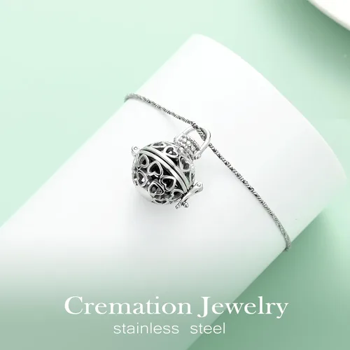 Miniatura 3 de Yinplsmemory Cremation Jewelry Hollow Heart Urn Necklace for Ashes for Women Men with Always In My Heart Memorial Locket Pendant Keepsake Jar