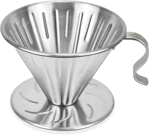 MERMOO YILAN Gotero de café duradero para filtro de metal, gotero de agujero grande para el hogar, oficina, caravana, campamento, viajes (L)