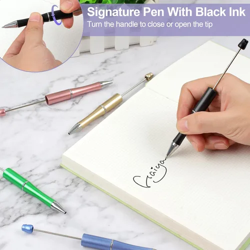 Miniatura 4 de Joyberg 15 unidades de bolígrafos con cuentas, bolígrafos con cuentas a granel de plástico colorido, bolígrafos con cuentas negras creativas