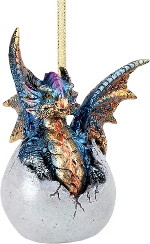 Miniatura 19 de Design Toscano - Juego de adornos de 3 dragones de Amesbury montados en piedras preciosas, color plateado, Navidad