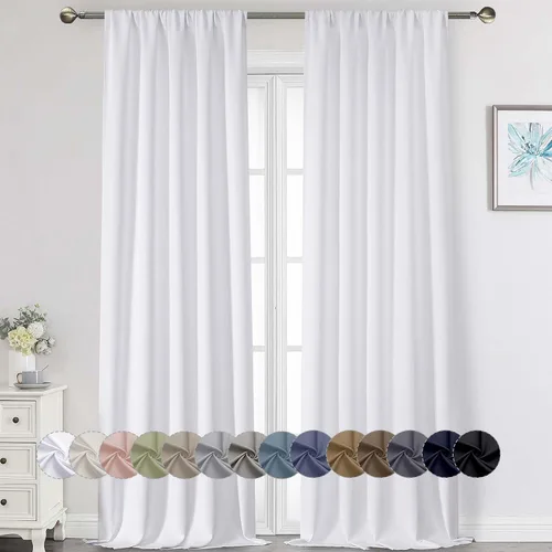 Miniatura 135 de Cortinas opacas para dormitorio, sala de estar, juego de 2 paneles de 54 pulgadas de largo, cortinas de oscurecimiento de habitación con aislamiento