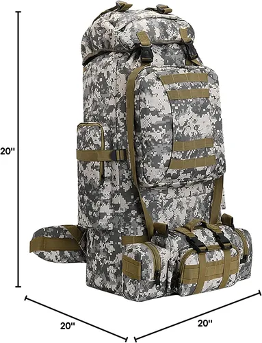 Miniatura 10 de Mochila de senderismo para acampar de 100L, mochila táctica militar Molle, mochila de senderismo ligera impermeable, Grande Citycamo