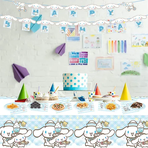 Miniatura 6 de Suministros de decoración de fiesta de cumpleaños con temática de dibujos animados, vajilla de fiesta de dibujos animados que incluye pancarta