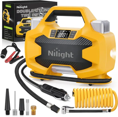 Miniatura 12 de Nilight Inflador de Neumáticos Compresor de Aire Portátil Recargable 12VDC 150PSI Batería Inalámbrica Alimentada por Encendido 2 Veces Más Rápida