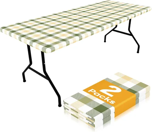 Miniatura 27 de Smiry Mantel de Mesa de Picnic Paquete de 2, Manteles Ajustables Elásticos Impermeables para Mesas Rectangulares de 18 x 72 pulgadas, Mantel
