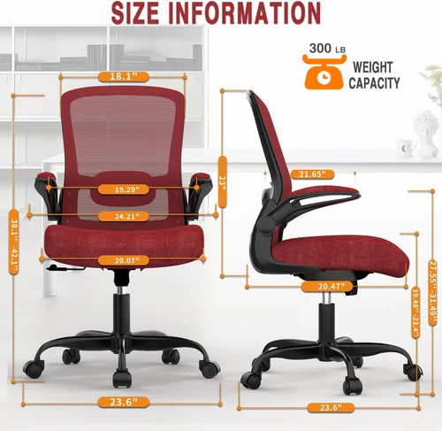 Miniatura 2 de Silla de Oficina Mimoglad, Silla de Escritorio Ergonómica con Soporte Lumbar Ajustable, Silla de Computadora de Malla de Respaldo Alto