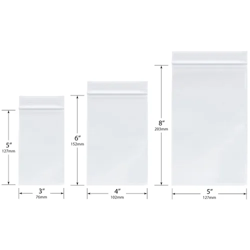 Miniatura 2 de Plymor 3" x 5" (100), 4" x 6" (100), 5" x 8" (100), Paquete Variado de 4 Mil de Grosor, Bolsas de Plástico Resistentes con Cierre de Cremallera
