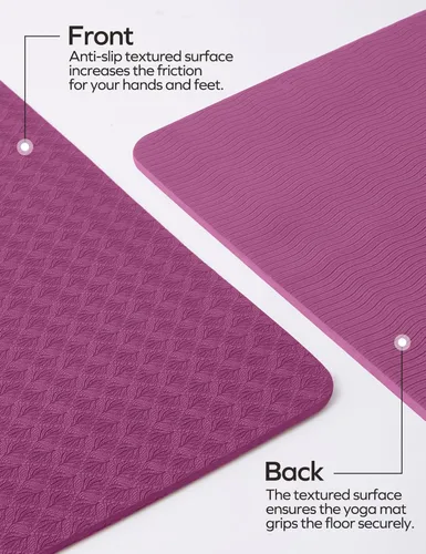 Miniatura 6 de Ewedoos Esterilla de Yoga Ecológica con Marcas de Alineación, Esterilla de Yoga TPE Antideslizante para Yoga Caliente, Gruesa 1/4'', Superficies