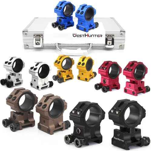 Miniatura 6 de WestHunter Optics Anillos ajustables de altura para mira Picatinny, 1 pulgada 30 mm Montura de mira de precisión 6 colores Dorado