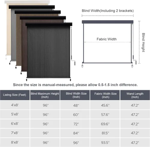 Miniatura 7 de VICLLAX - Persiana enrollable de alta calidad para exteriores, persianas sin cordón para patio con cenefa de aluminio y protección solar del 95%