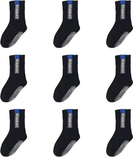Non-Slip Toddler Grip Socks with Anti Skid Soles, Unisex Cotton Crew Ankle Socks for Baby Boys Girls Kids