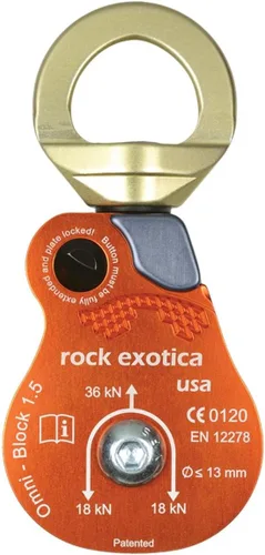 Miniatura 4 de Rock Exotica Omni-Block Swivel Pulley – High-Strength Swivel Pulley with Sideplate Access for Rigging – Made in The USA