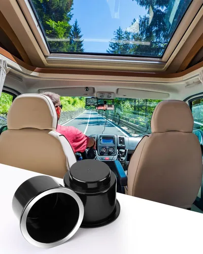 Miniatura 5 de JoyTutus Inserto Portavasos 2 piezas para Casa Rodante Barco Coche Sofá Carrito de Golf, Cromo Elegante, Inserto Universal de Plástico Grande