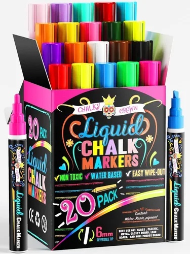 Miniatura 8 de Chalky Crown - Marcadores de tiza líquida para pizarras Rotuladores de borrado en seco Marcadores de tiza para pizarras, ventanas, pintarrones