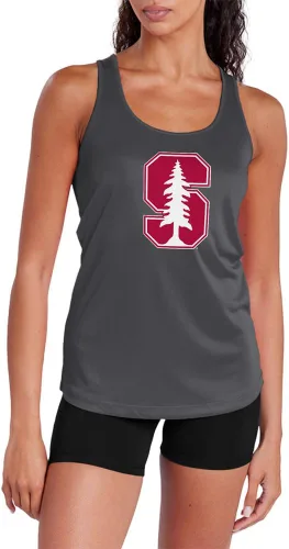 Miniatura 300 de Camiseta deportiva sin mangas oficial de la NCAA Collegiate para mujer, con espalda cruzada, logotipo primario, colección carbón