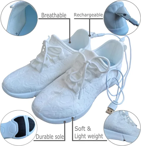 Miniatura 6 de Hot Dingding Zapatos con luz LED para niñas y niños, zapatos de fibra óptica para niños, zapatillas de deporte LED con carga USB luminosas