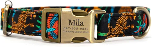 Miniatura 33 de Collar de perro personalizado con nombre y número de teléfono grabado, collar ajustable personalizado para cachorros, collar de algodón orgánico